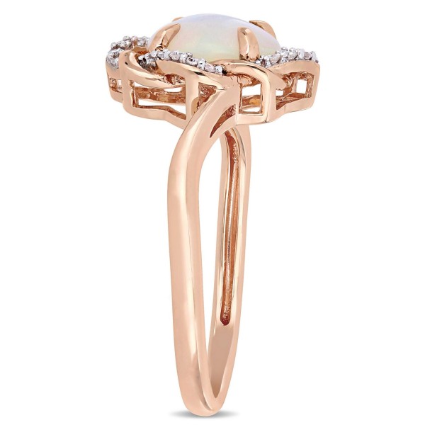 Blue Opal (3/4 ct.t.w.) and Diamond (1/10 ct.t.w.) Interlaced Halo Ring 10k Rose Gold