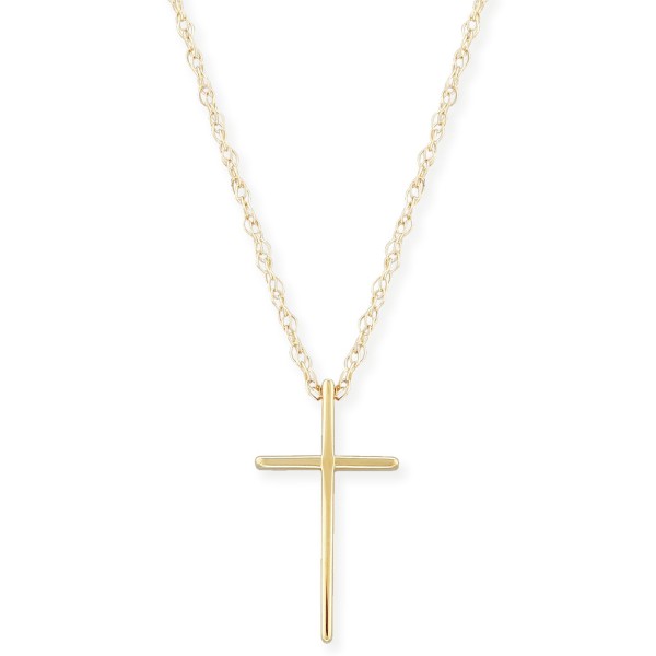 Solid Cross Necklace Set in 14k   White or Rose Go...