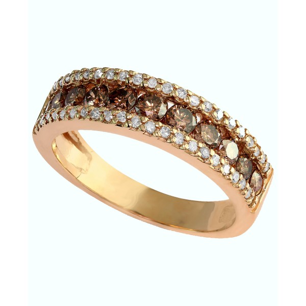 Espresso by Brown and White Diamond Three-Row Ring...