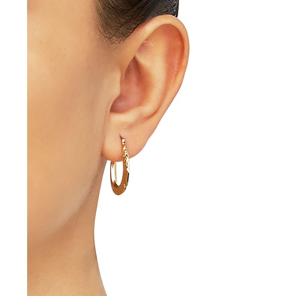 Textured Oval Hoop Earrings in 14k Gold