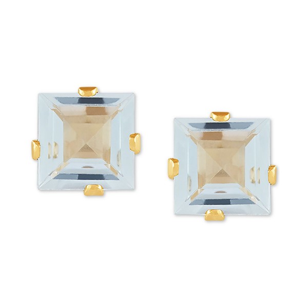 Aquamarine Square Stud Earrings (1 ct. ) in 14k Go...