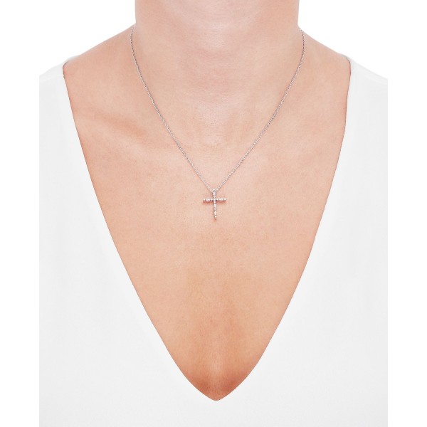 Diamond Cross Pendant Necklace (1/10 ct. ) in Ster...