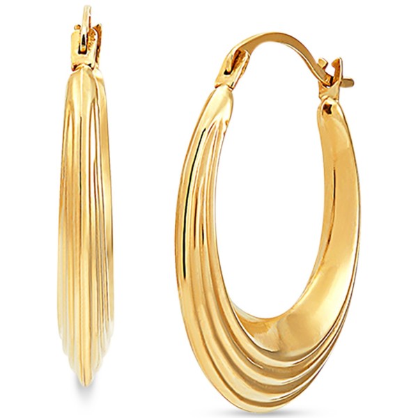 Small Ridge Texture Hoop Earrings in 14k Gold