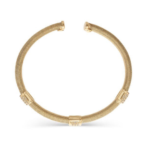 Diamond Station Cuff Bangle Bracelet (1/3 ct. ) in 14k Gold-Plated Sterling Silver