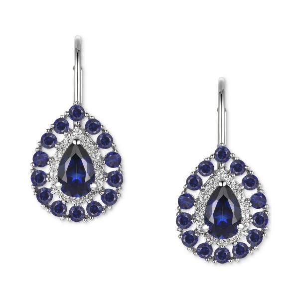 Sapphire (1-3/4 ct. ) & Diamond (1/6 ct. ) Teardrop Leverback Drop Earrings in 14k Gold (Also in Emerald and Ruby)