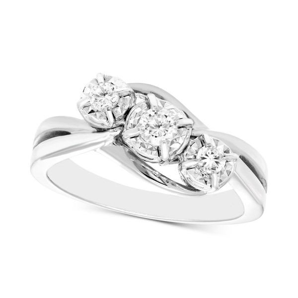 Diamond Three Stone Ring (1/4 ct. ) in 10k White o...