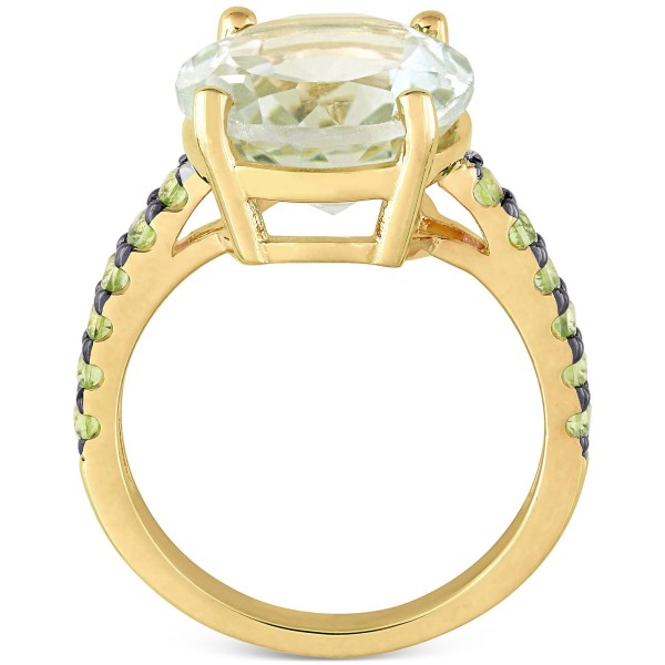 Green Quartz (7-1/2 ct. ) & Peridot (1/2 ct. ) Statement Ring in 18k Gold-Plated Sterling Silver