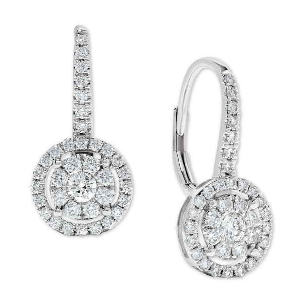 Diamond Halo Cluster Drop Earrings (3/4 ct. ) in 1...