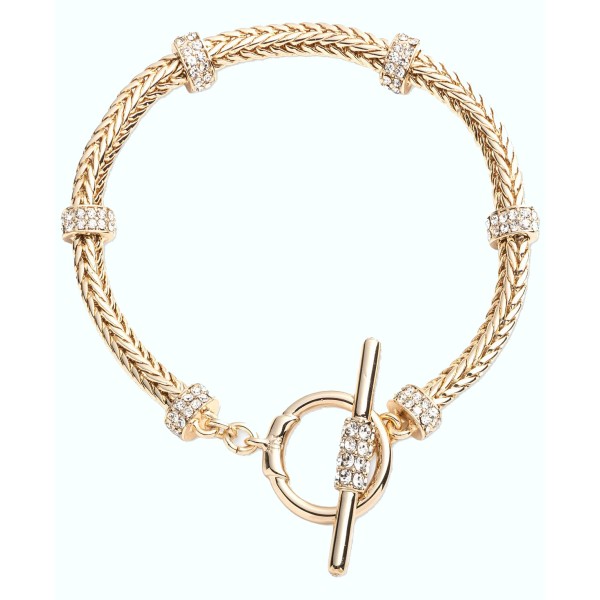 Gold-Tone Crystal Roundell Flex Bracelet