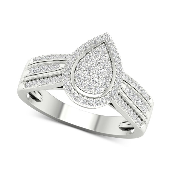 Diamond Teardrop Cluster Statement Ring (1/2 ct. )...