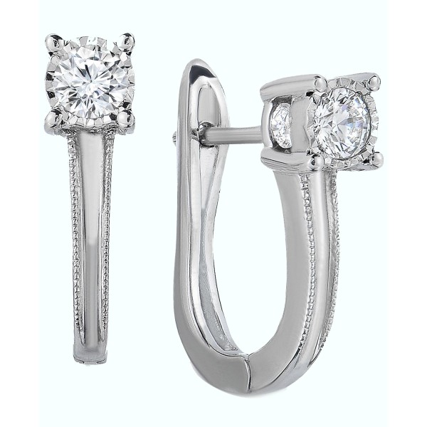 Diamond Leverback Hoop Earrings (1/2 ct. ) in 10k ...