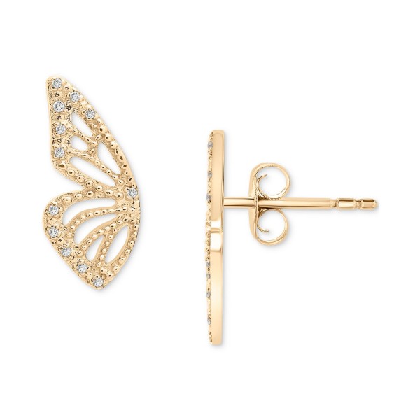 Diamond Butterfly Wing Stud Earrings (1/20 ct. ) i...