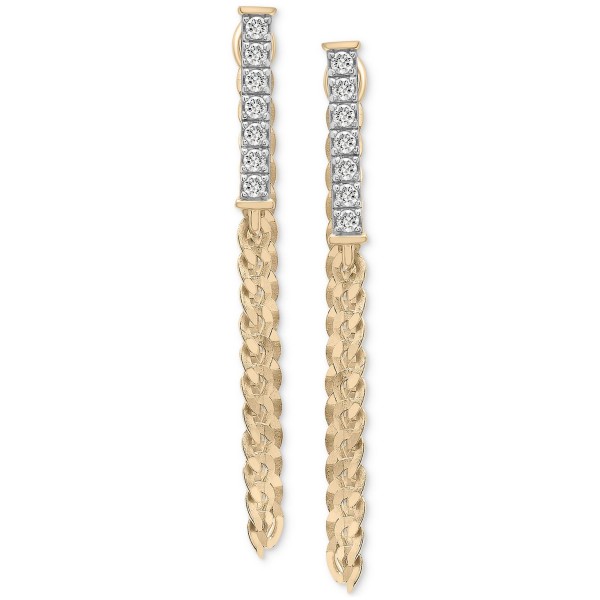 Diamond Bar Front to Back Chain Drop Earrings (1/6 ct. ) in   