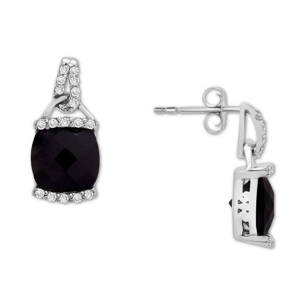 2-Pc. Set Onyx & Diamond (1/10 ct. tw.) Pendant Necklace & Matching Stud Earrings in Sterling Silver