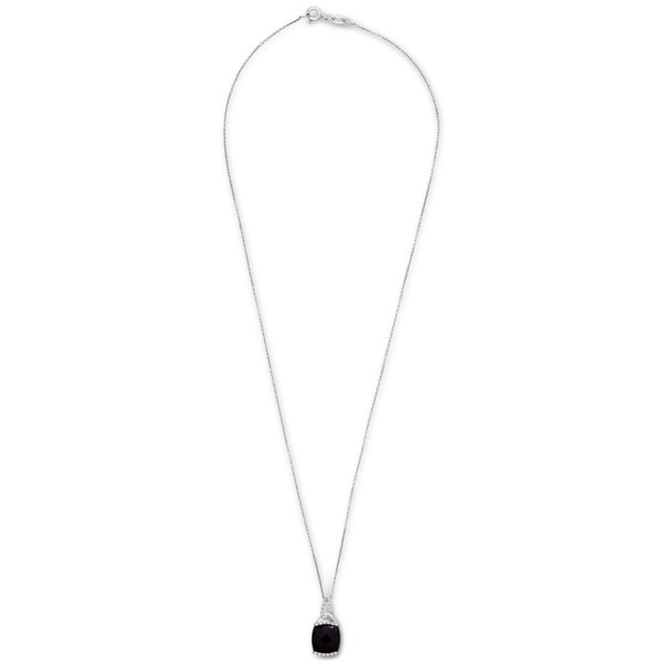 2-Pc. Set Onyx & Diamond (1/10 ct. tw.) Pendant Necklace & Matching Stud Earrings in Sterling Silver