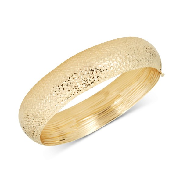 Diamond-Cut Wide Bangle Bracelet in 14k Gold