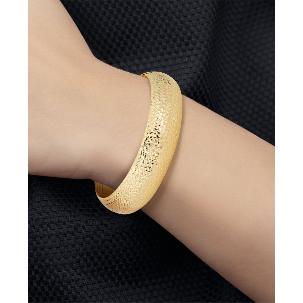 Diamond-Cut Wide Bangle Bracelet in 14k Gold