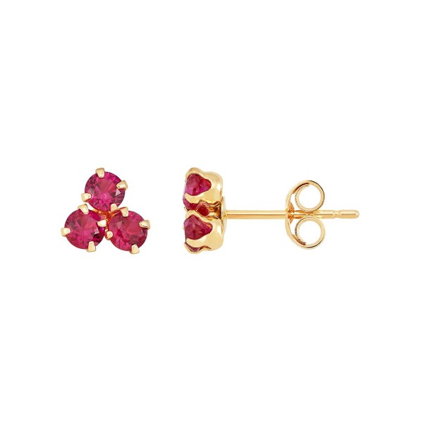 Ruby (3/4 ct. ) Button Stud in 10k Yellow Gold