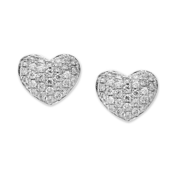 EFFY® Diamond Pavé Heart Stud Earrings (1/5 ct. ) in Sterling Silver or 14k Gold-Plated Sterling Silver