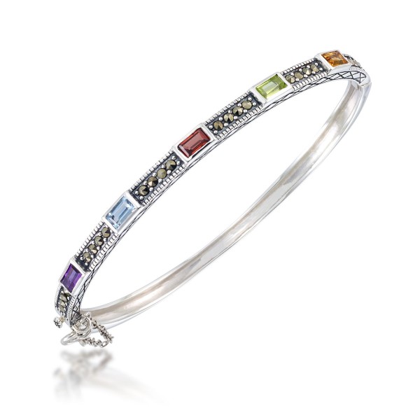 Multi-Color Stones & Marcasite Bangle in Sterling ...