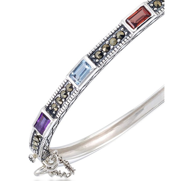 Multi-Color Stones & Marcasite Bangle in Sterling ...