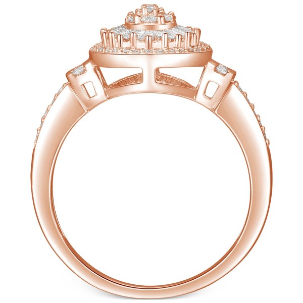 Diamond Baguette Halo Cluster Ring (1/2 ct. ) in 14k Gold or Rose Gold