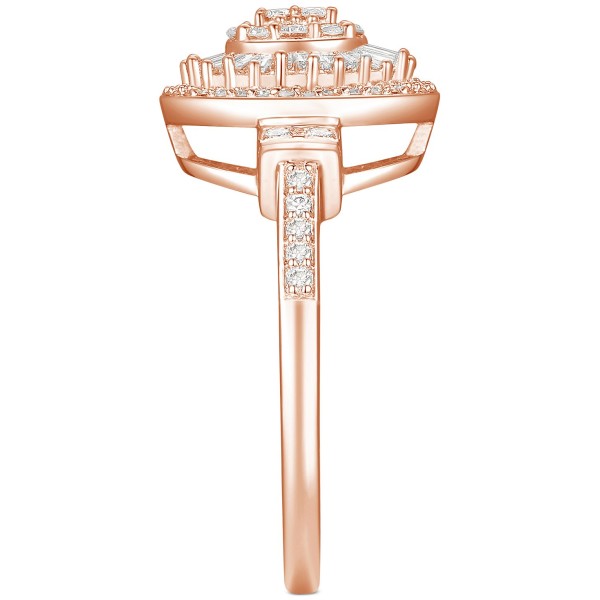 Diamond Baguette Halo Cluster Ring (1/2 ct. ) in 14k Gold or Rose Gold