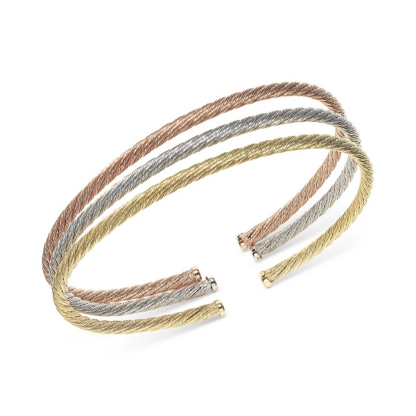 3-Pc. Set Twisted Cable Cuff Bracelets in 14k Tricolor Gold-Plated Sterling Silver