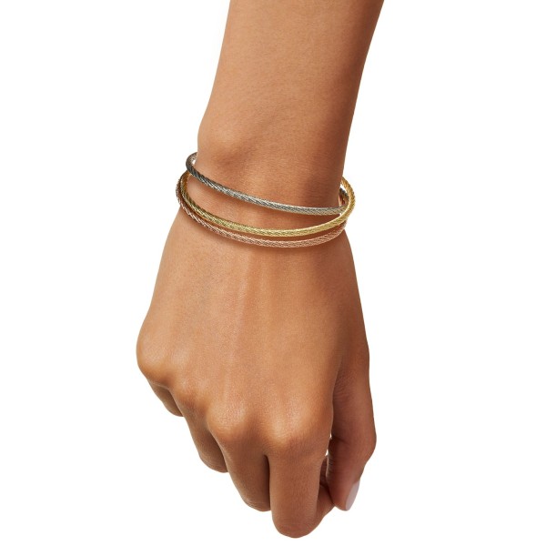 3-Pc. Set Twisted Cable Cuff Bracelets in 14k Tricolor Gold-Plated Sterling Silver