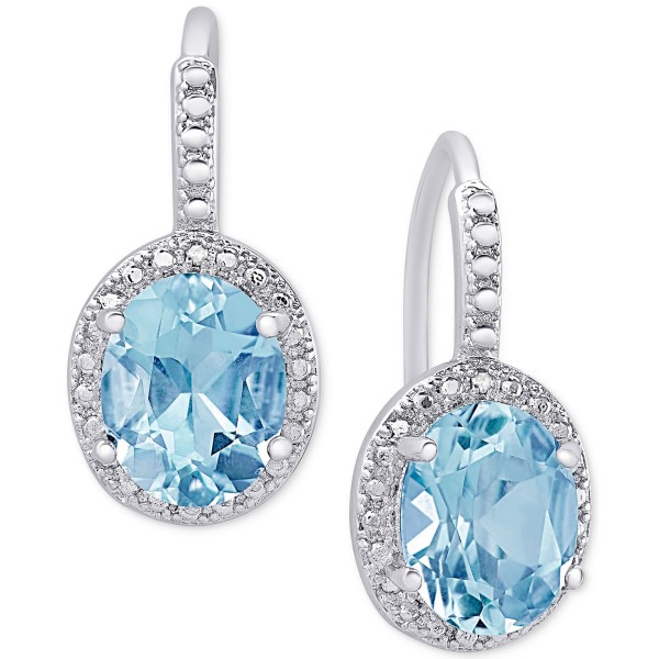 Blue Topaz (6-3/8 ct. ) and Diamond Accent Drop Earrings in Sterling Silver