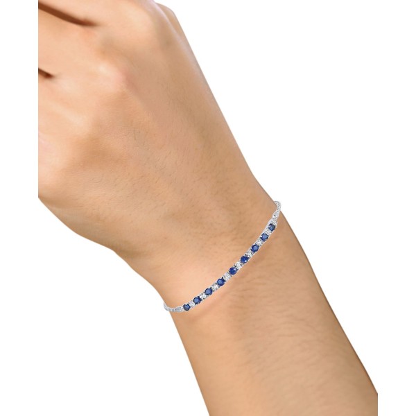 Sapphire (1/2 ct. ) & Diamond (1/20 ct. ) Bolo Bracelet in 14k Gold (Also Available in Ruby & Emerald)