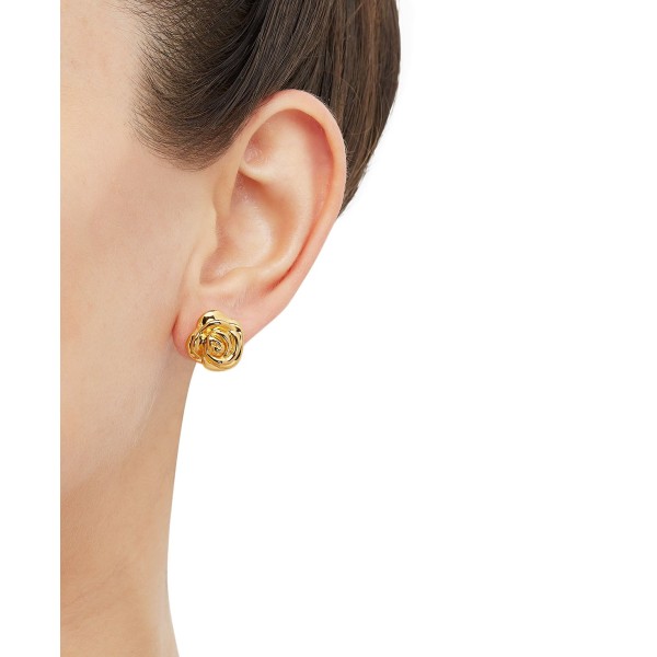 Polished Rose Stud Earrings in 14k Gold