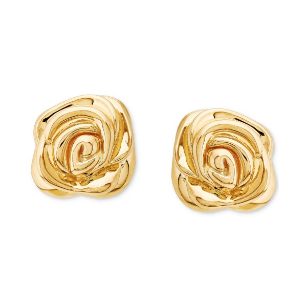 Polished Rose Stud Earrings in 14k Gold