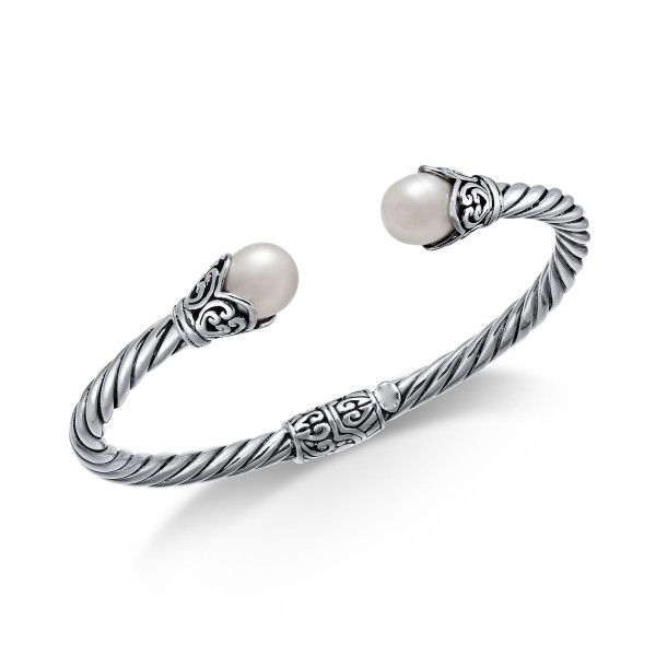 Cultured Freshwater Pearl (8mm) Filigree Bangle Br...