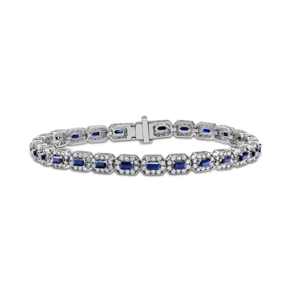 Sapphire (3 ct. ) & Diamond (3 ct. ) Halo Link Bra...