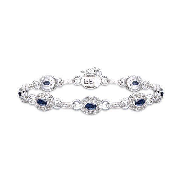 Sterling Silver Bracelet   (2-5/8 ct. ) and Diamond (1/4 ct. ) Oval Link Bracelet