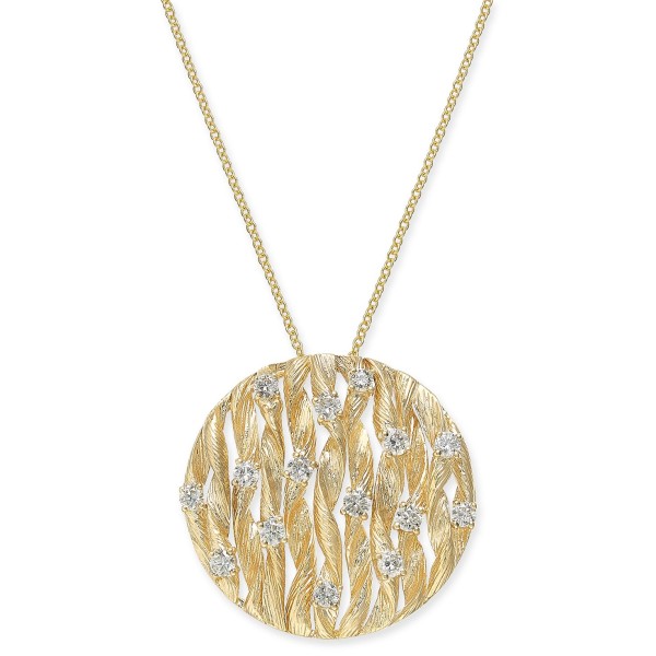 Diamond Textured Circle Pendant (3/4 ct. ) in 14k Gold