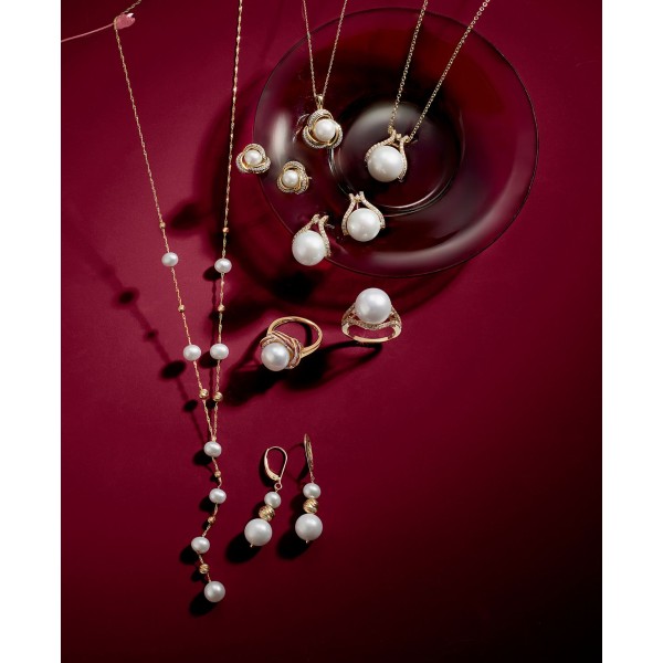 Cultured Freshwater Pearl (5  6  & 7mm) Lariat Necklace in 14k Gold