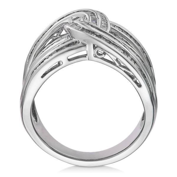 Diamond Baguette Interwoven Statement Ring (1 ct. ) in Sterling Silver (Also available in gold-plated silver)