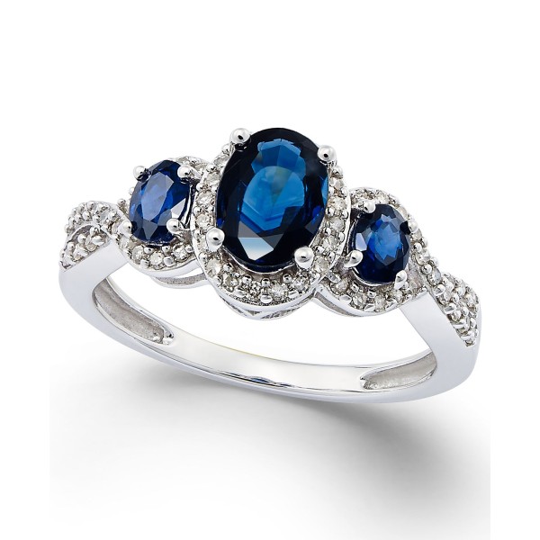 Sapphire (1-1/3 ct. ) & Diamond (1/4 ct. ) 3-Stone...