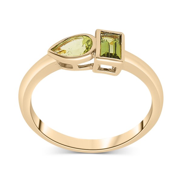 Peridot (5/8 ct. ) & Green Tourmaline Ring (1/3 ct. ) Bezel Ring in Gold Vermeil  