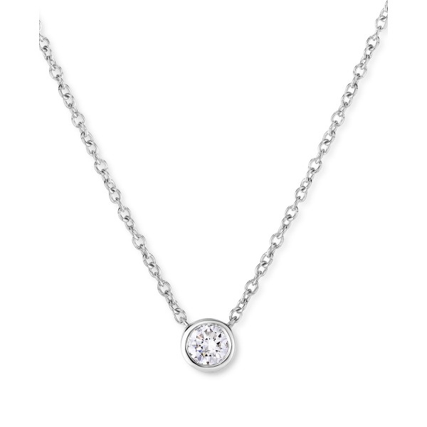 Lab-Created Diamond Bezel Solitaire Pendant Neckla...