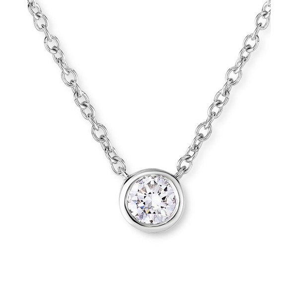 Lab-Created Diamond Bezel Solitaire Pendant Neckla...