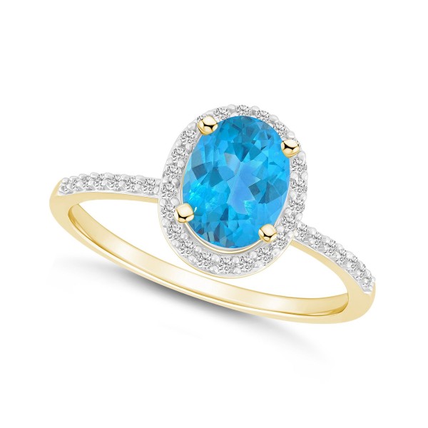 Topaz (1-3/5 ct. ) and Created Sapphire (1/5 ct. ) Halo Ring in 10K Yellow Gold