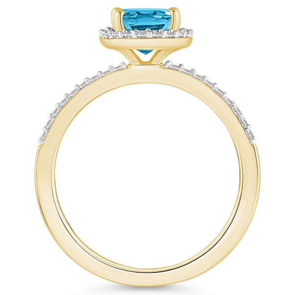 Topaz (1-3/5 ct. ) and Created Sapphire (1/5 ct. ) Halo Ring in 10K Yellow Gold