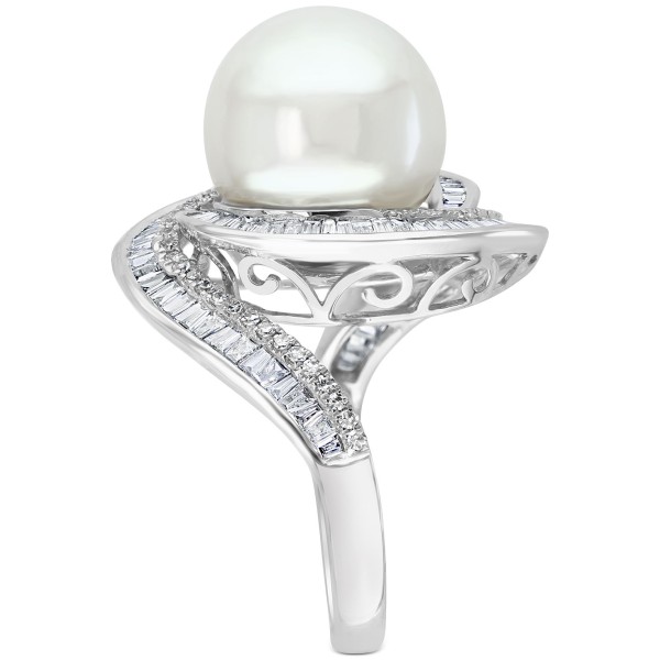 Cultured Freshwater Pearl (12-1/2mm) & Diamond (3/4 ct. ) Ring in 14k White Gold (Also Available in 14k Yellow Gold & Rose Gold)