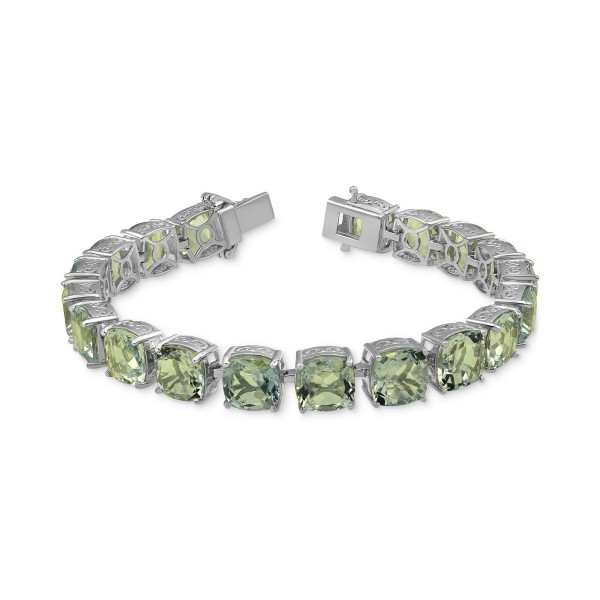 Green Quartz Link Bracelet (38 ct. ) in Sterling Silver (Also in Pink Amethyst)