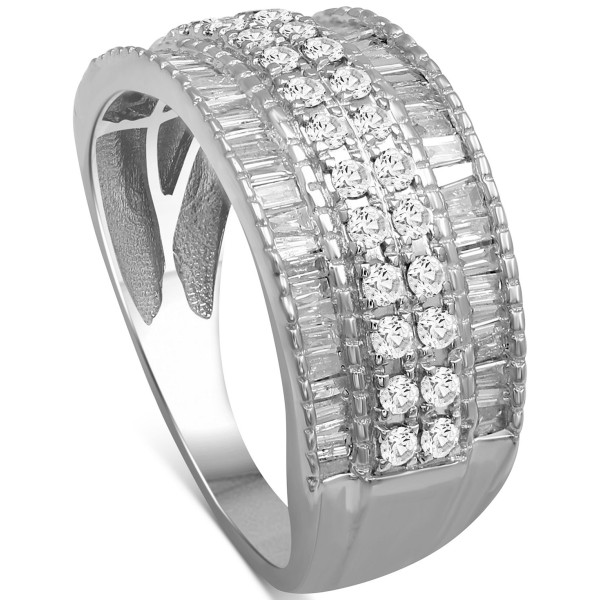 Diamond Round & Baguette Multirow Band (1 ct. ) in...