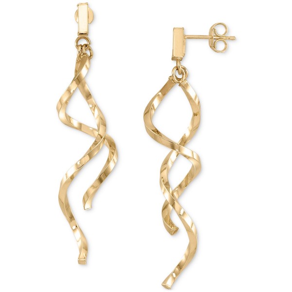 Double Twist Drop Earrings in 14k Gold