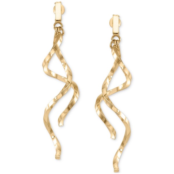 Double Twist Drop Earrings in 14k Gold